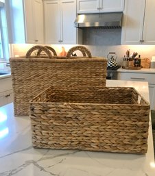 Pair Of Useful Large Woven Baskets