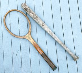 An Antique Bat And Racquet Frame - Great For Projects