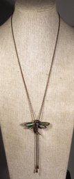 Gold Tone Dragonfly Slide Necklace