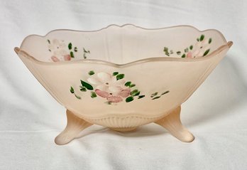 Vintage Hand-painted Lancaster Kay Pink Satin 3 Toed Bowl