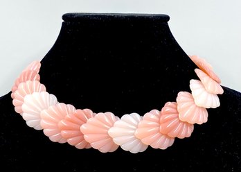 Vintage Pink Ombre Lucite Shell Collar Necklace