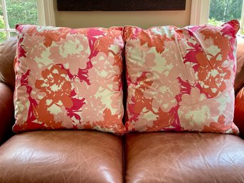 Pair Of Pink Floral Pillow Covers By Dunlap With Zipper Closures