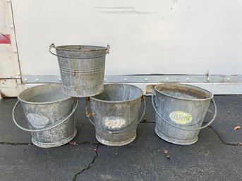 Four Vintage Galvanized Buckets