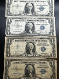 Lot Of 4 $1.00 Silver Certificates