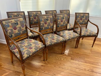 Set Of 8 Dining Chairs - Upholstered With Carved Legs