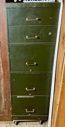 Vintage Green Steel Filing Cabinet With Hidden Safe