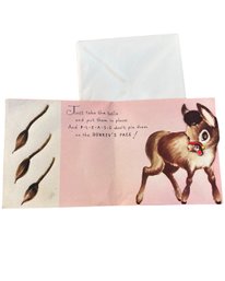 1950s Vintage Pin The Tail On The Donkey - Get Well Card