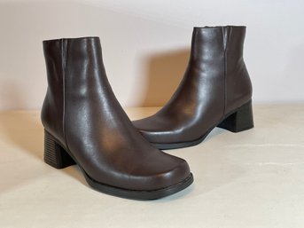 'Predictions' Women's Size 7 Brown Leather Ankle Boots With Side Zipper