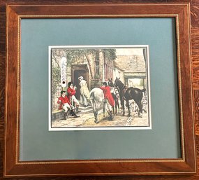 Vintage Thermometer Embedded In Equestrian Fox Hunt Print