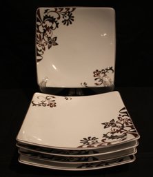 Set Of Five Gourmet Basics Plates By Mikasa Chocalate Swirl Pattern