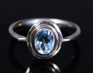 Blue Topaz Sterling Silver Ladies Ring Size 7