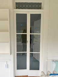 A Pair Of French Doors With Leaded Glass Transom - Original To Victorian House - 1 Of 4