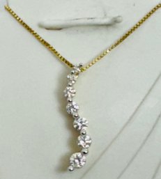 14K GOLD AND DIAMOND JOURNEY PENDANT AND BOX CHAIN NECKLACE