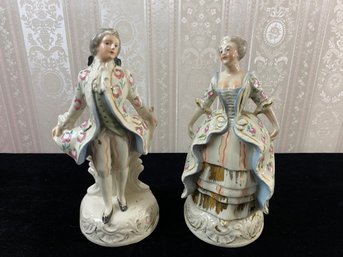 Vintage Ceramic Victorian Man And Woman Figurine Set