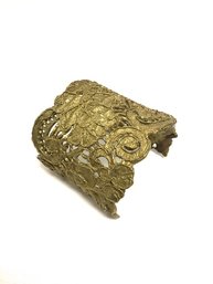 Hefty Bronzetone Ornately Designed Cuff Bracelet