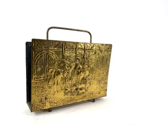 Vintage Embossed Brass Tinder Or Magazine Rack