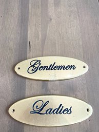Pair - Heavy Brass Debossed Restroom Placards With Polished Edge