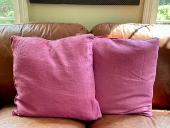 Solid Pink Woven Pillow Covers By Dunlap With Zipper Closures