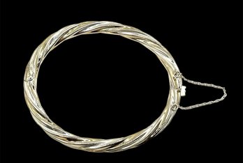 Vintage Sterling Silver Hinged Twisted Bracelet