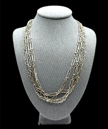 Vintage Long Sterling Silver Chain Linked Necklace