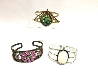 Trio Of Metalwork Cuff Style Bracelets