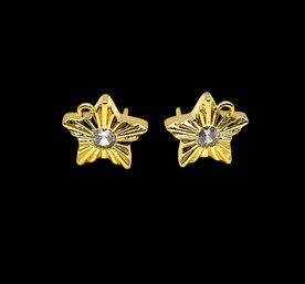 Vintage Sterling Silver Vermeil Star Shaped Earrings