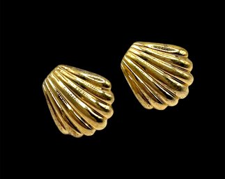 Vintage Designer Ciani Sterling Silver Vermeil Shell Earrings