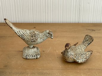 Pair Of Cast Iron Bird Sculptures Doorstop