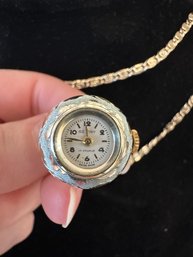 Swiss Made Clock Pendant By Gentry Nice 17 Jewels Untested