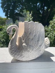 Vintage 1970s Ceramic Swan Planter