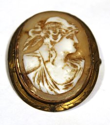 Victorian Gold Filled Carved Cameo Brooch Of A Goddess