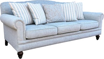 A Gorgeous Linen Rolled Arm Sofa By Lillian August