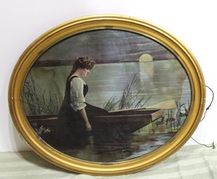 Beautiful Women In Boat In Oval Frame