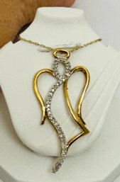 10K GOLD DIAMOND ANGEL PENDANT NECKLACE