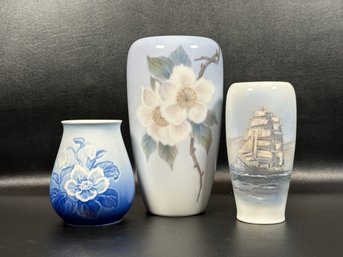 A Selection Of Fine Porcelain Vases Made In Denmark By Royal Copenhage And Bing & Grondahl