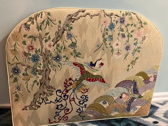 Large Asian Needlepoint Crewel Tapestry