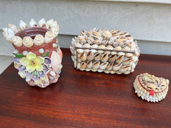 Trio Of Shell Art Items