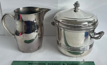 Silver Plate Ice Bucket And Pitcher