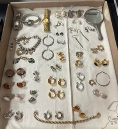 Huge Lot Of Jewelry Very Nice Collection Ear Rings Sets, Watches, Mirror, Bracelets.  JOCO - A4