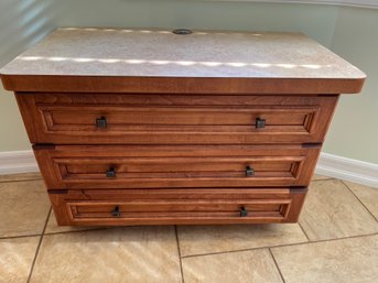 Bespoke Stained Wood Cabinet With Angled Drawers