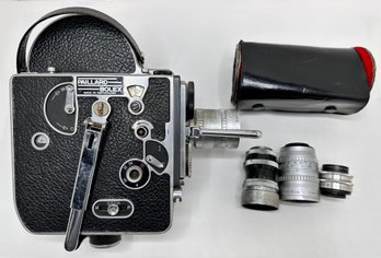 Vintage Bolex 16mm Movie Camera With Lenses, Switzerland