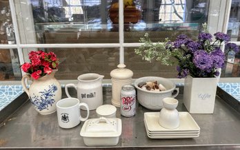 Ivory And White Ceramic Grouping Of Kitchenware