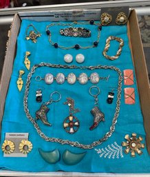 Different Jewelry Collection Of Sets Of Ear Rings, Necklaces, Pin, Bracelets, Shoe Key Chains. JJ/A3