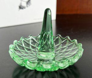 Vintage Green Depression Glass Ring Holder