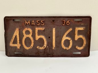 Early 1936  Massachusetts License Plate