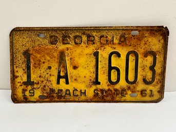 Early 1961 Georgia License Plate
