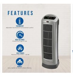 2 Brand New Lasko Tower Space Heaters, With Remote.       Den