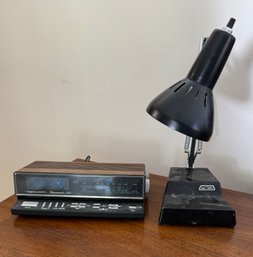 Articulating Desk Lamp And 70s Clock Radio