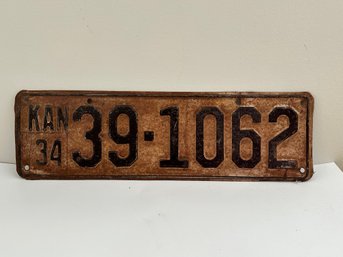 Early 1934 Kansas License Plate