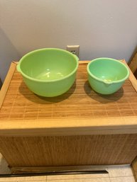 Two Vintage Jadeite Bowl One With Spout